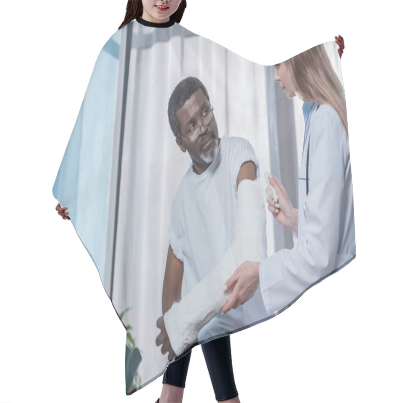 Personality  Doctor Bandaging Patient Hand Hair Cutting Cape