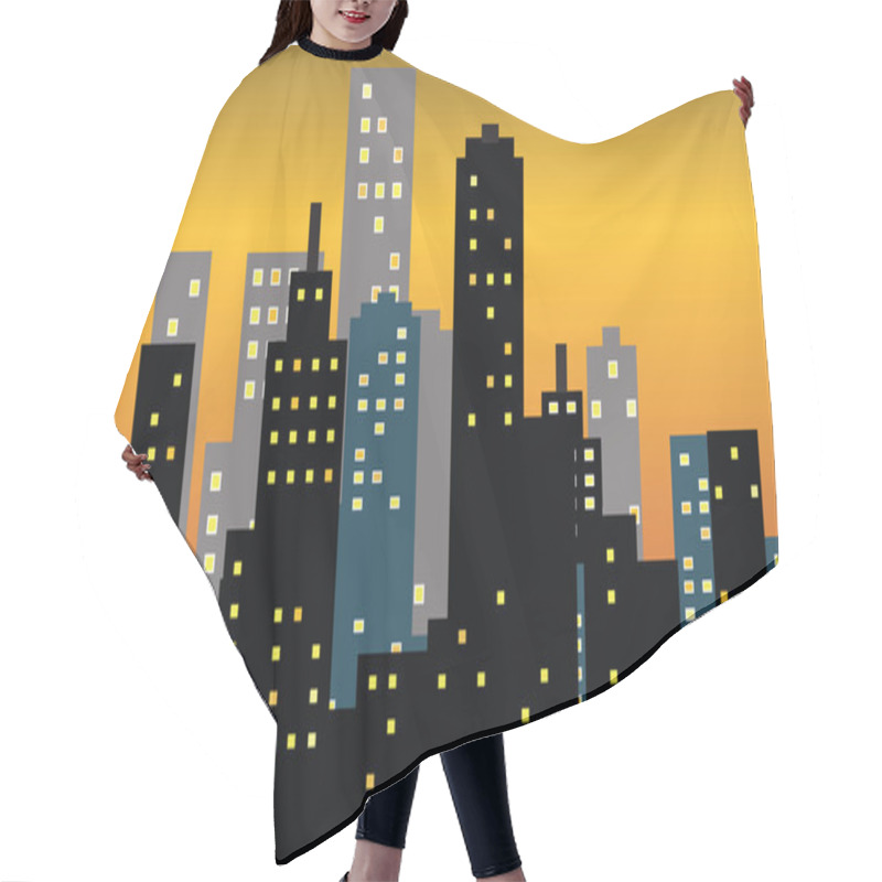 Personality  Big City Skyline Sunset Hair Cutting Cape