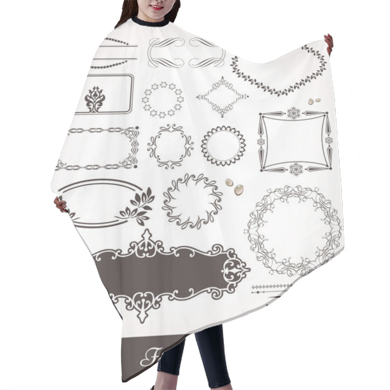 Personality  Vector Set With Calligraphic Frames And Page Decoration. Hair Cutting Cape