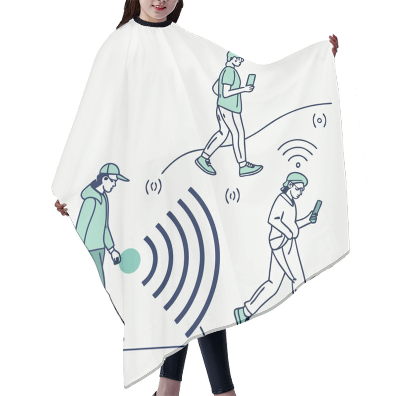 Personality  A Vector Design Showcasing Abstract Icons Representing IoT Sensors, Symbolizing Connectivity, Data Flow, And Smart Technologies. Hair Cutting Cape