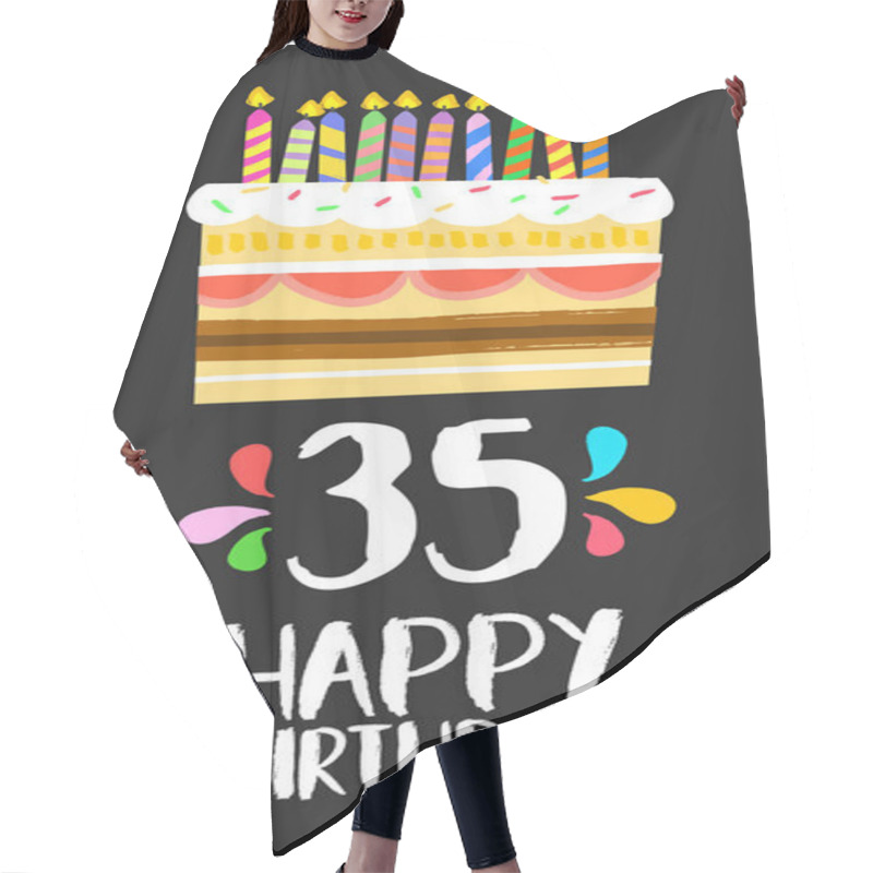 Personality  Happy Birthday Card 35 Thirty Five Year Cake Hair Cutting Cape