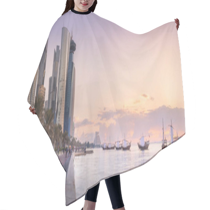 Personality  Skyline Of West Bay And Doha City Center, Qatar Hair Cutting Cape