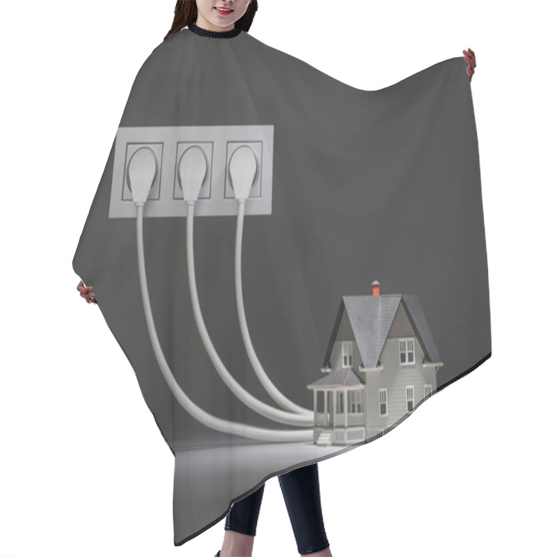 Personality  Small House On Grey Background Hair Cutting Cape