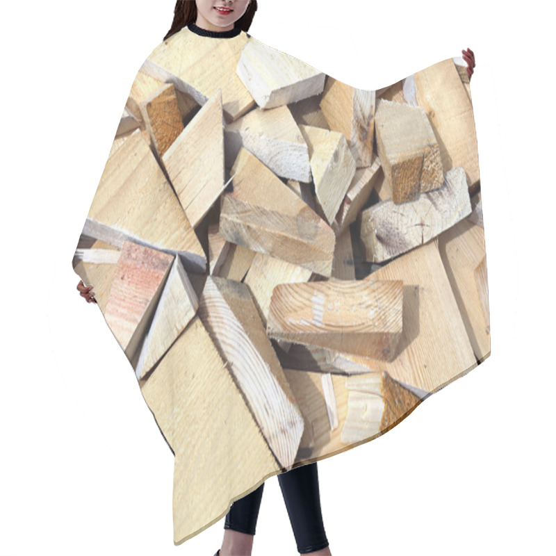 Personality  Background From Scraps Sawn Wooden Bars Hair Cutting Cape