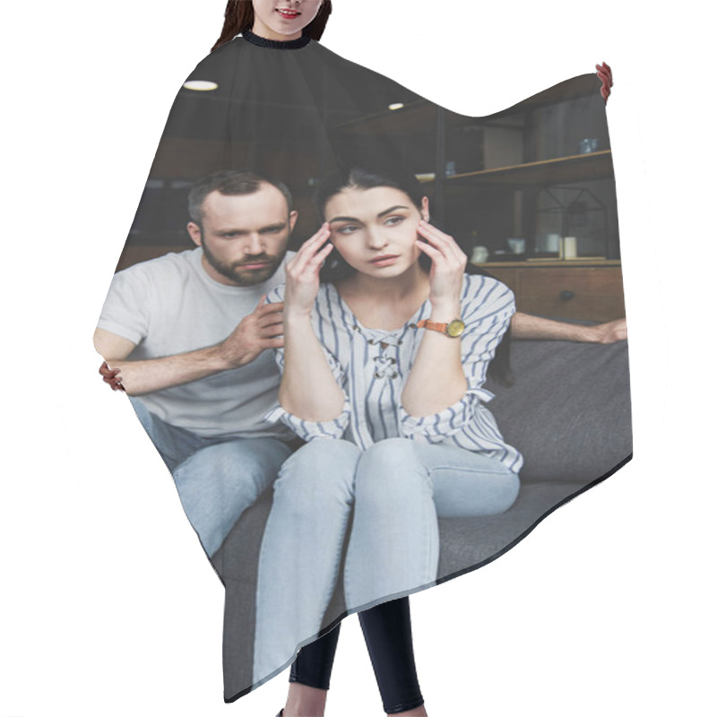 Personality  Young Husband Asking Forgiveness From Wife After Quarrel At Home Hair Cutting Cape