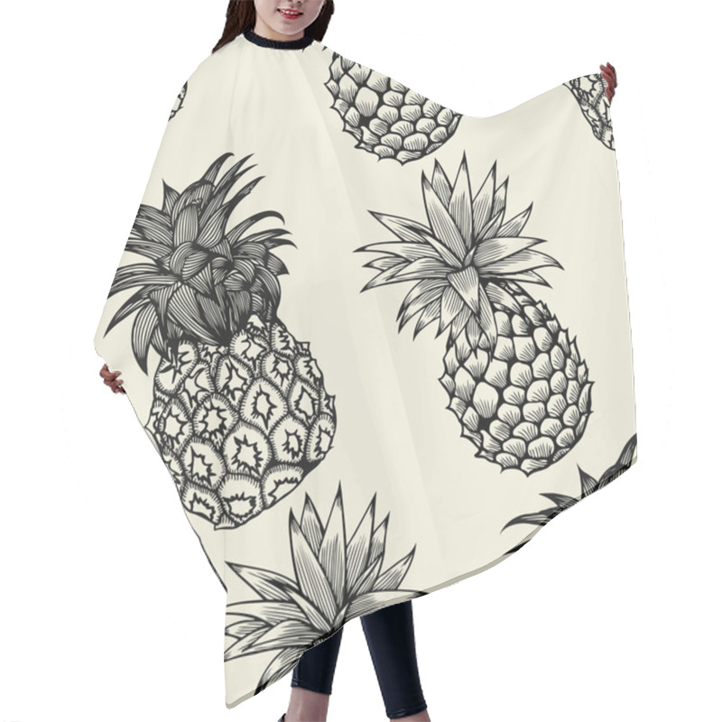 Personality  Pineapples Hand Drawn Sketch. Hair Cutting Cape