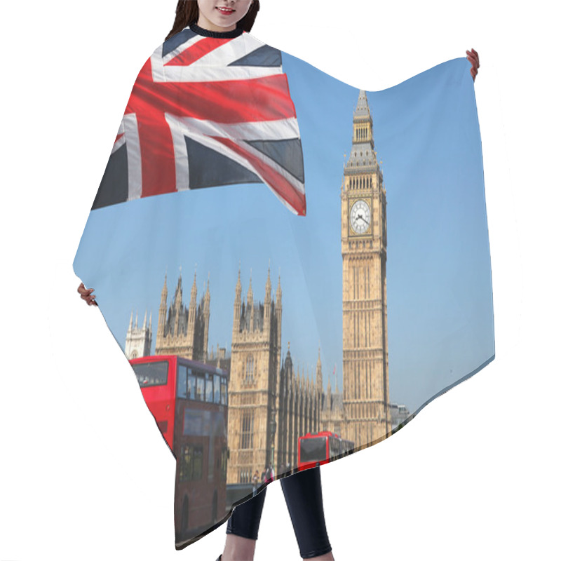 Personality  Big Ben With Red Double-decker In London, UK Hair Cutting Cape