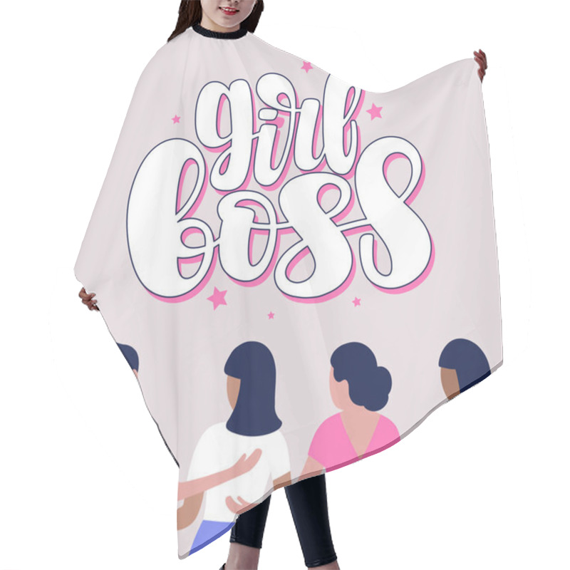 Personality  Group Of Different People Standing Together. Women Power, Feminism And Body Positive Theme. Vector Illustration In A Flat Styl Hair Cutting Cape