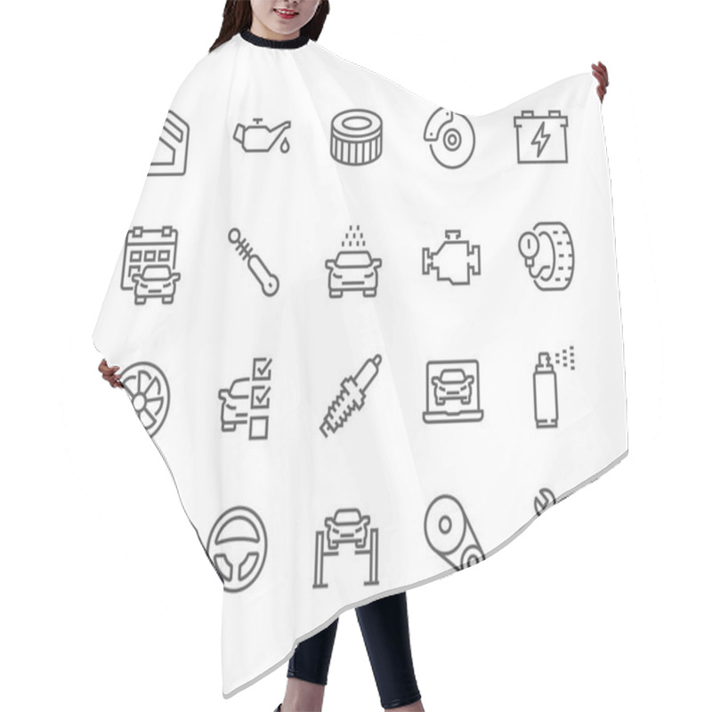 Personality  Line Car Service Icons Hair Cutting Cape