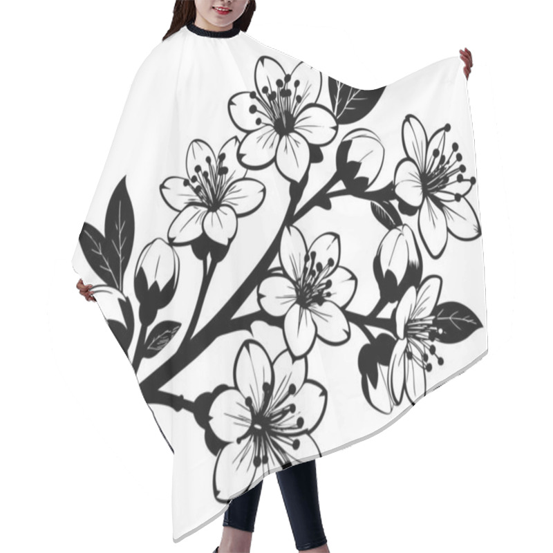 Personality  Hand Drawn Flowers On A White Background Hair Cutting Cape