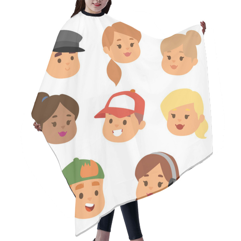 Personality  Eemotion Vector People Faces Cartoon Emotions Avatar Illustration. Woman And Man Emoji Face Icons And Emoji Face Cute Symbols. Human People Emoji Face Happy Emoji Facial Character Symbols Hair Cutting Cape