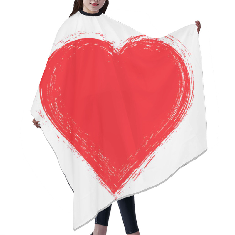 Personality  Red Monochrome Heart Isolated On White Background Hair Cutting Cape