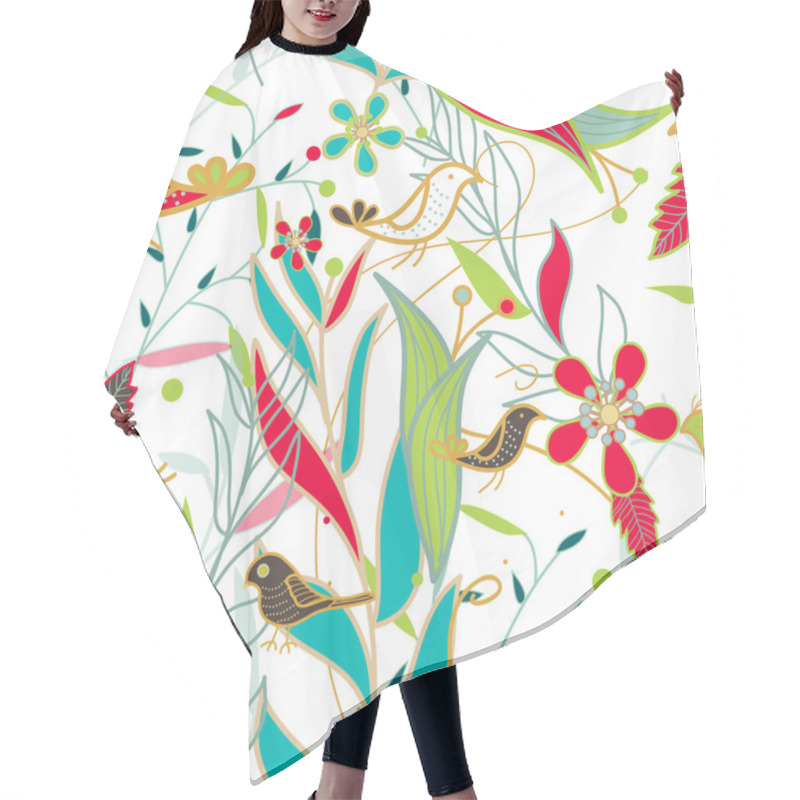 Personality  Seamless Vector Floral Pattern Hair Cutting Cape