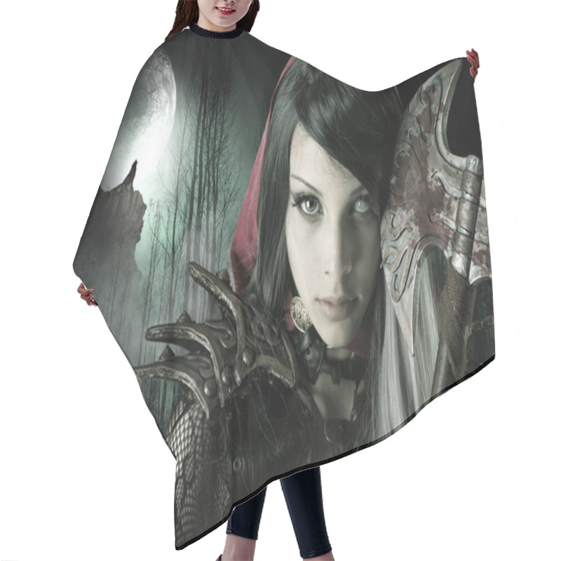 Personality  Dark Red Riding Hood Girl Hair Cutting Cape