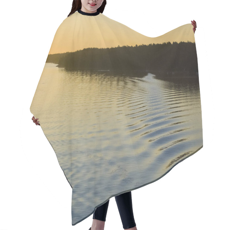 Personality  Body Of Water At Sunrise With Orange Sky Hair Cutting Cape