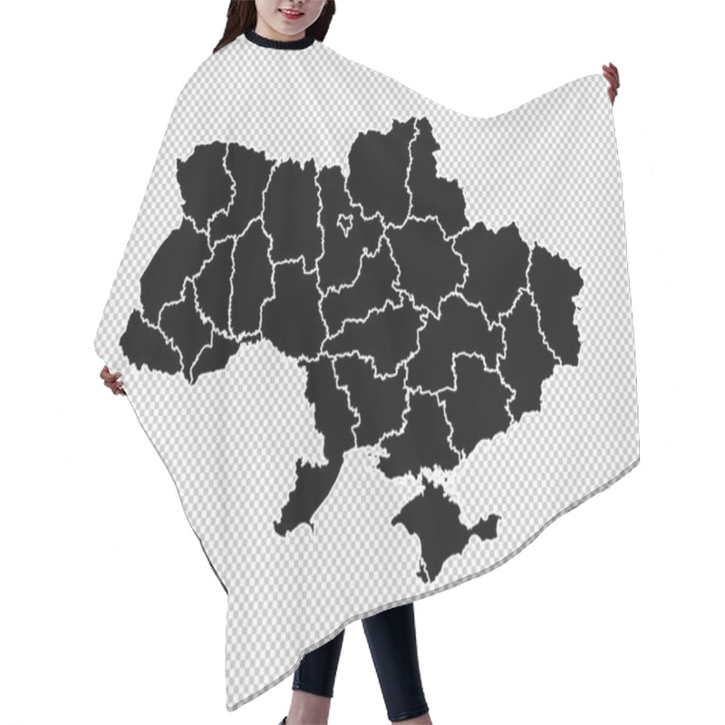 Personality  Ukraine Map - High Detailed Black Map With Counties/regions/stat Hair Cutting Cape