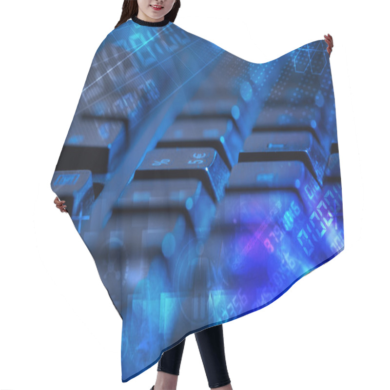 Personality  Keyboard With Glowing Programming Codes Hair Cutting Cape