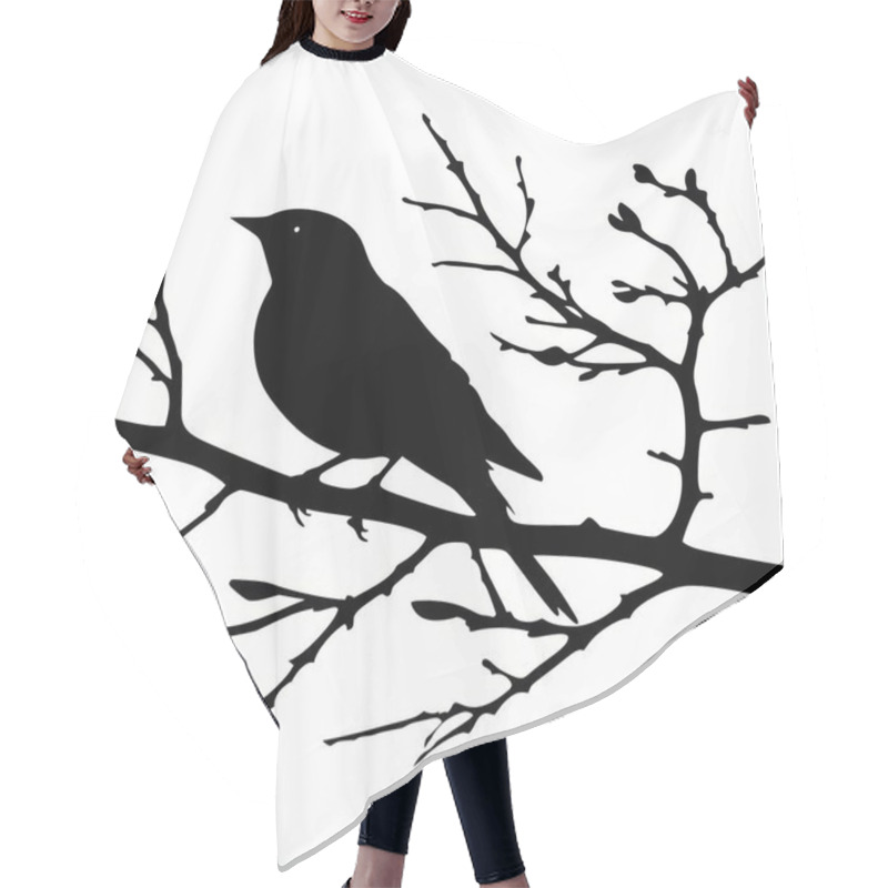 Personality  A Silhouette Of A Bird Perched On A Branch, Capturing A Serene Moment In Nature. Hair Cutting Cape