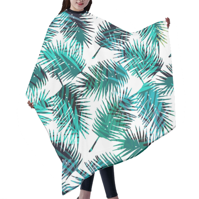 Personality  Seamless Exotic Pattern With Tropical Palm Leaves. Hair Cutting Cape