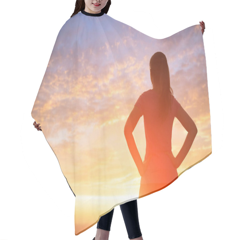 Personality  Silhouette Of Woman With Sunlight Hair Cutting Cape