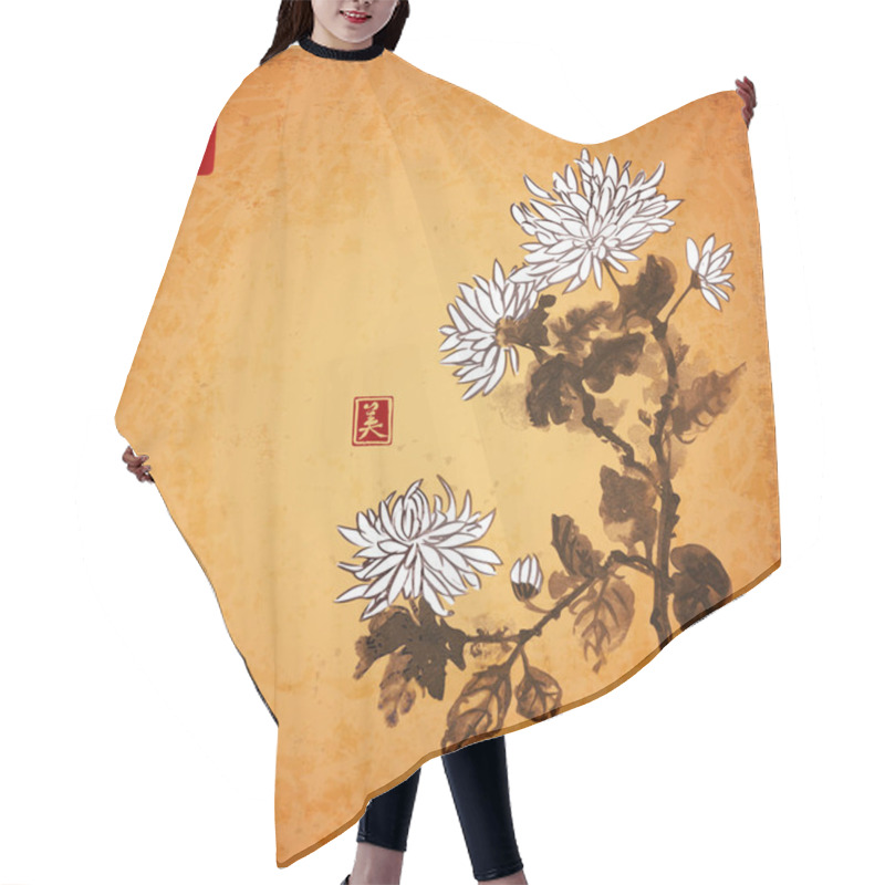 Personality  Chrysanthemum Flowers. Traditional Oriental Painting Hair Cutting Cape