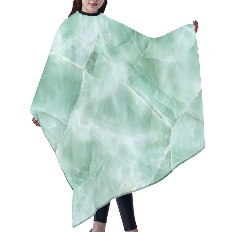 Personality  Close-up Of A Light Green Marble Texture, Showing Natural Patterns And Veins, Perfect For Backgrounds Or Design Inspirations. Hair Cutting Cape