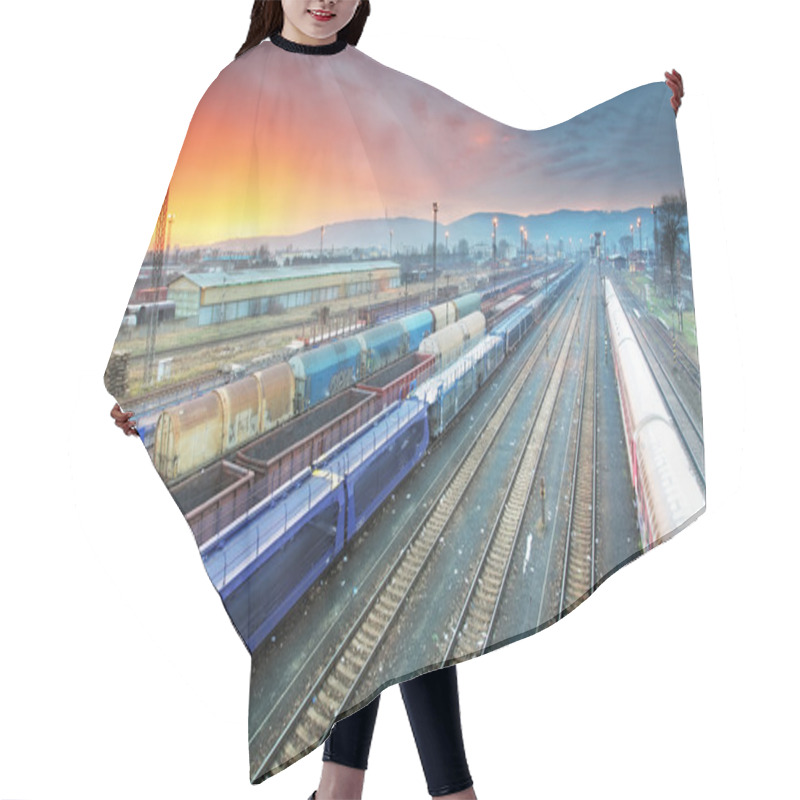 Personality  Train Freight Transportation Platform - Cargo Transit Hair Cutting Cape