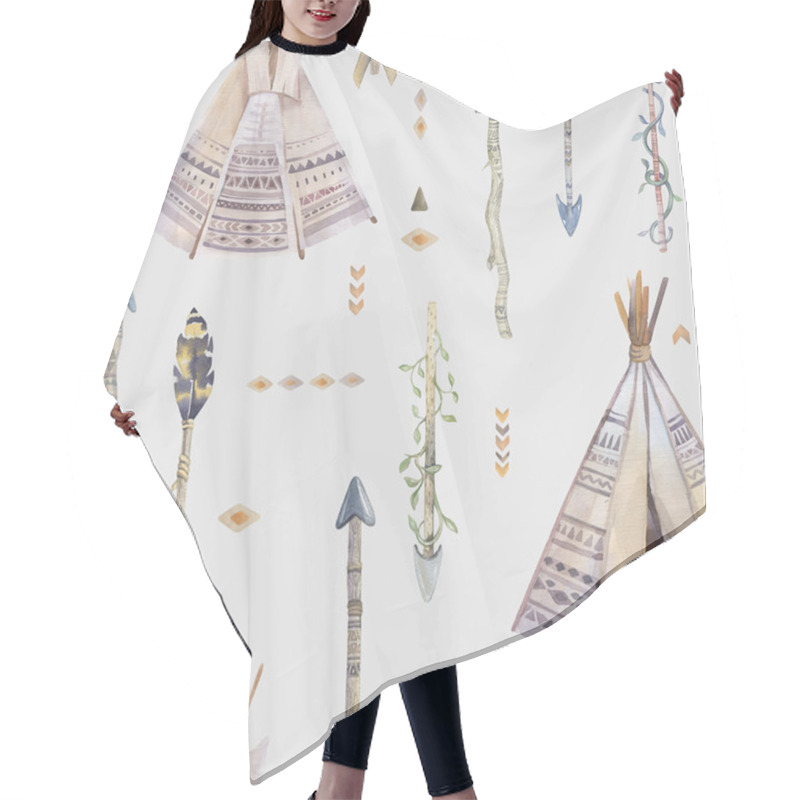 Personality   Seamless Pattern With Teepees Hair Cutting Cape