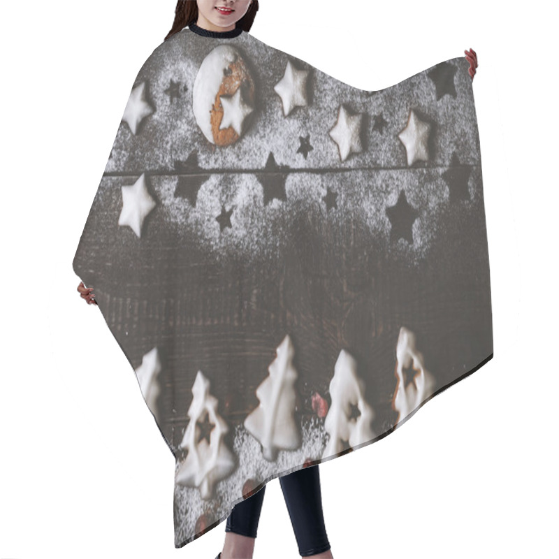 Personality  Winter Forest Made By Cookies On The Wooden Background Top View Hair Cutting Cape