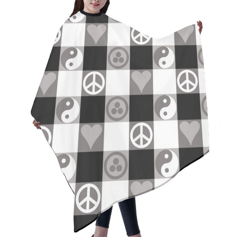 Personality  Peace Plaid In Black Hair Cutting Cape