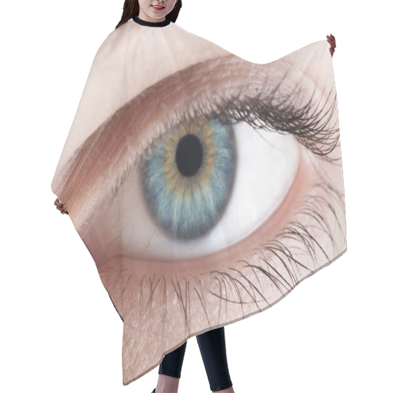 Personality  Human Eye. Macro Shooting Hair Cutting Cape