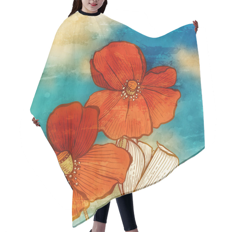 Personality  Style Poppy Flowers Hair Cutting Cape