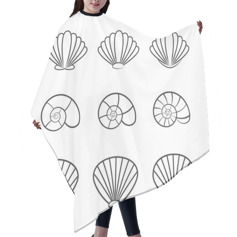 Personality  Set Of Sea Shells Isolated On A White Background Hair Cutting Cape