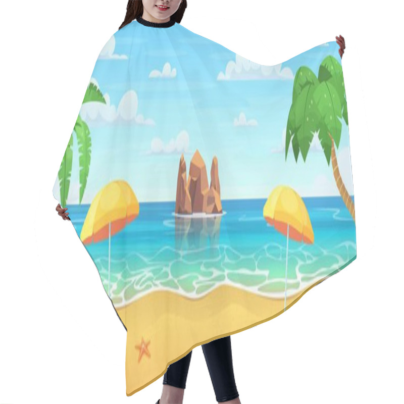 Personality  Sea Panorama. Tropical Beach Hair Cutting Cape