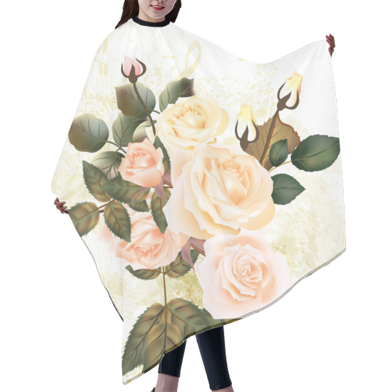 Personality  Grunge Pastel Design With Roses And Notes Hair Cutting Cape