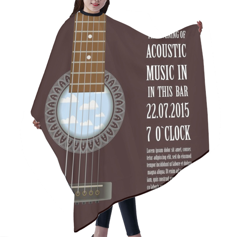 Personality  Creative Poster With Acoustic Guitar Hair Cutting Cape