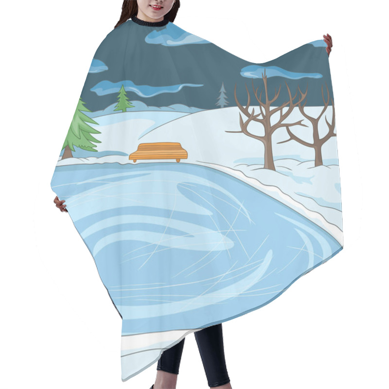 Personality  Cartoon Background Of Outdoor Skating Rink. Hair Cutting Cape