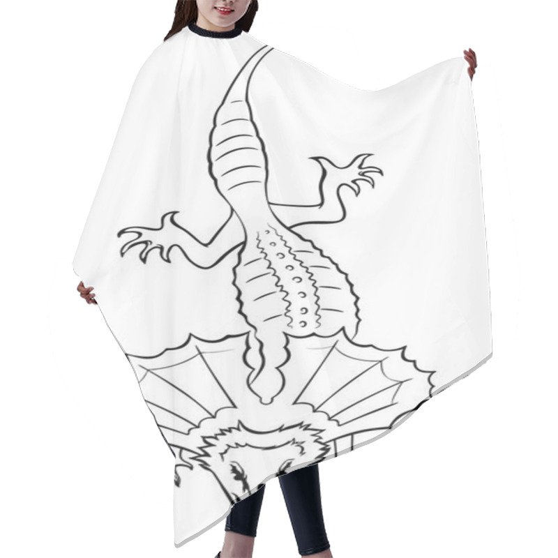 Personality  Frilled Lizard. Outline Vector Hair Cutting Cape