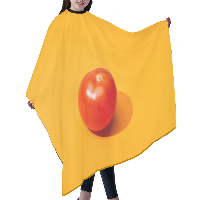 Personality  Ripe Fresh Tomato On Orange Background Hair Cutting Cape