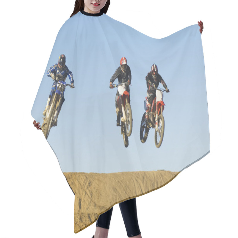 Personality  Motocross Racers In Mid-air Hair Cutting Cape