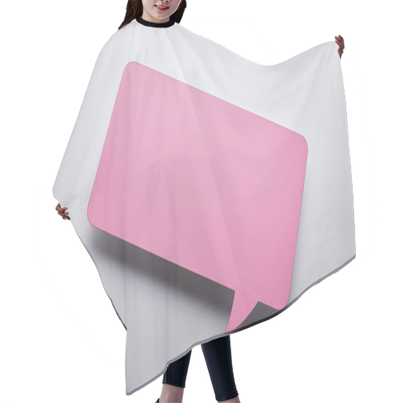 Personality  Top View Of Empty Pink Speech Bubble On Grey Background Hair Cutting Cape