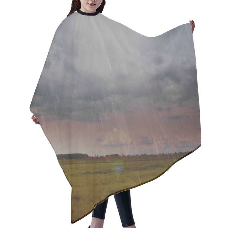 Personality  Landscape Of Rain Over Country Field Hair Cutting Cape