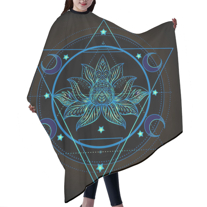 Personality  Sacred Geometry And Boo Symbol Set. Ayurveda Sign Of Harmony And Balance. Tattoo Design, Yoga Logo, T-shirt Textile. Colorful Gradient Over Black. Astrology, Esoteric, Religion. Hair Cutting Cape