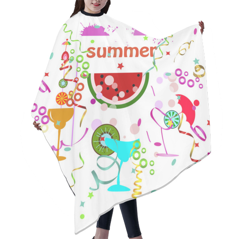 Personality  Summer Holiday Vector Background With Cocktails Hair Cutting Cape