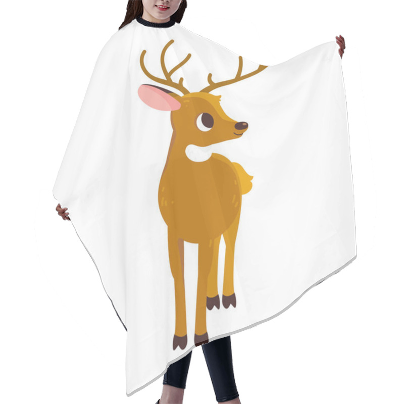 Personality  Deer Cartoon Style Illustration Design Portrait. Cute Animal With Horns. Flat Vector Isolated Painting Art. Hair Cutting Cape