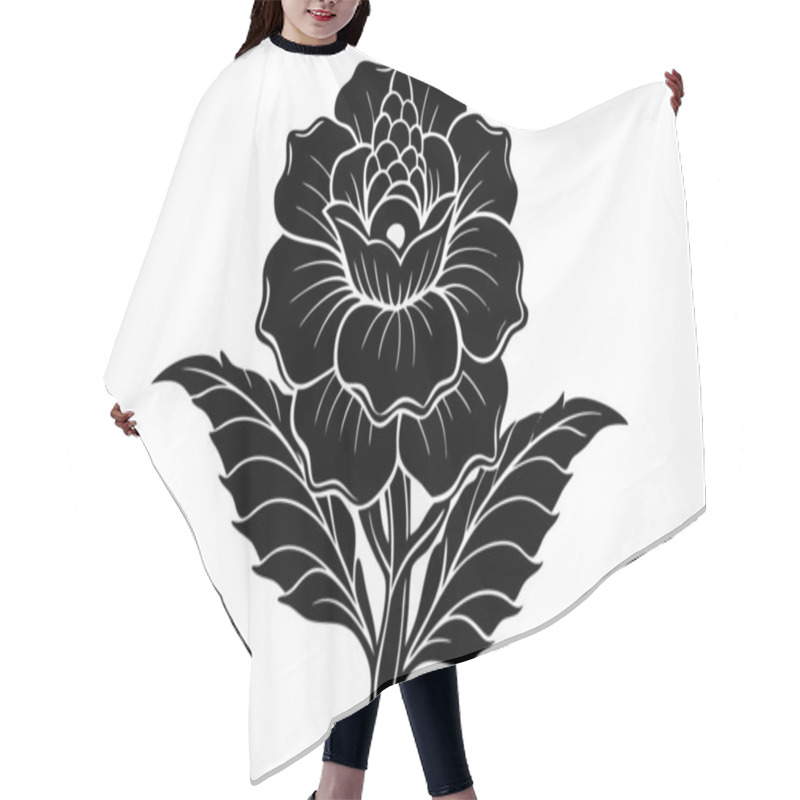 Personality  Elegant Black And White Flower Design For Decorative Hair Cutting Cape