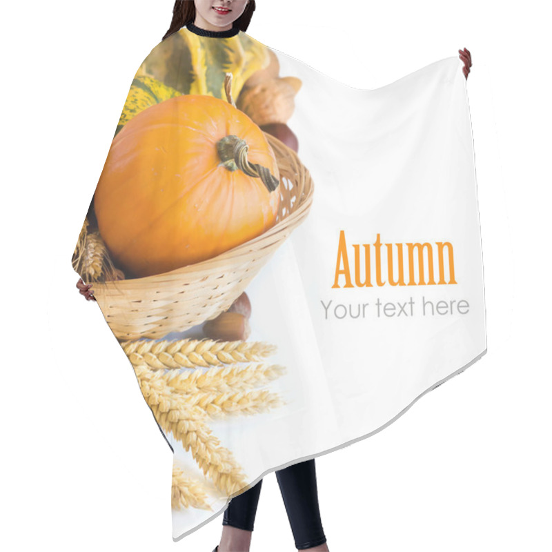 Personality  Autumn Background With Pumpkins Hair Cutting Cape