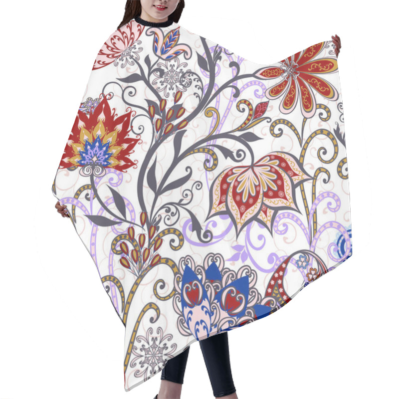 Personality  Seamless Pattern In Ethnic Traditional Style. Hair Cutting Cape