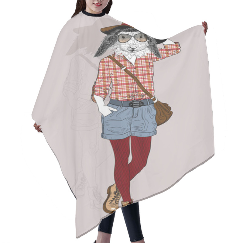 Personality  Fashion Rabbit Portrait  Hair Cutting Cape