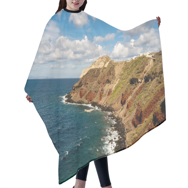 Personality  Coastline With Blue Aegean Sea Against Sky With Clouds  Hair Cutting Cape